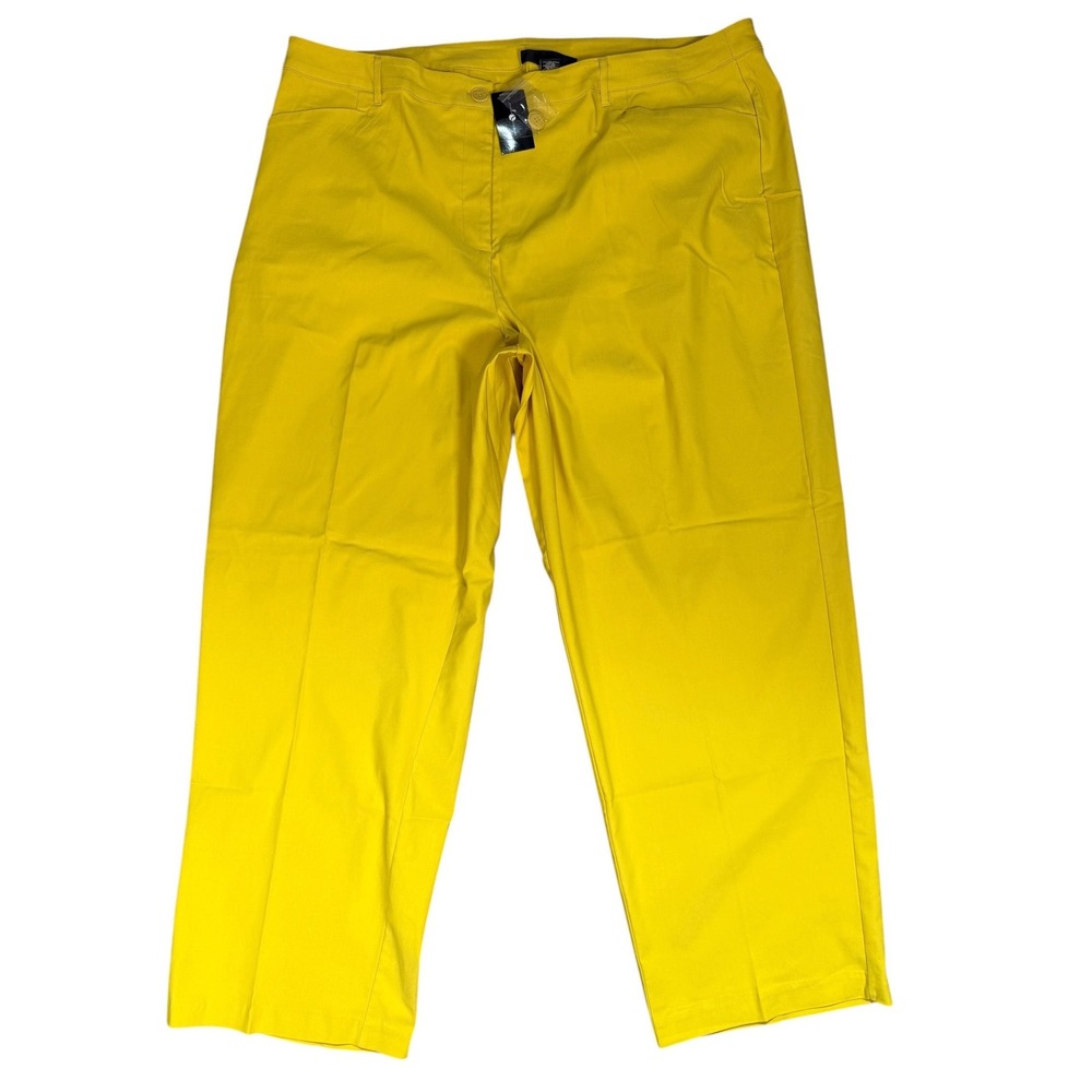 Ashley Stewart Millennium Pants Plus Size 24 Yellow Career Stretch Straight Work